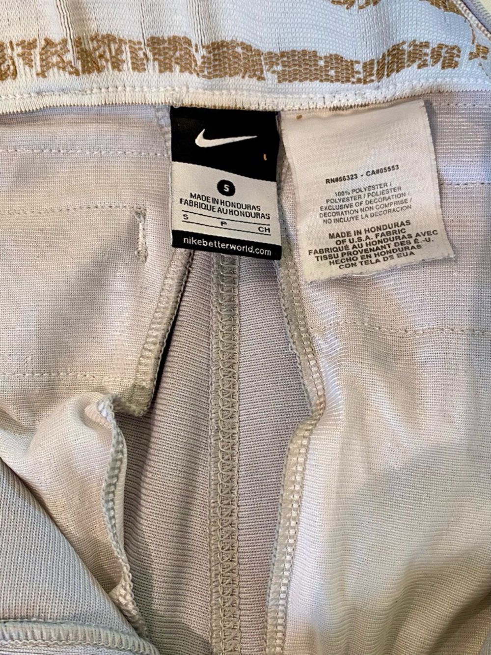 Nike White Gray Athletic Pants with Black Nike Tag - Picture 2 of 4